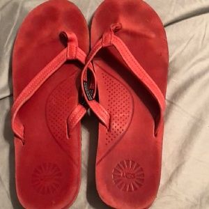 Ugg Red Flip-flops Sandals Leather 8